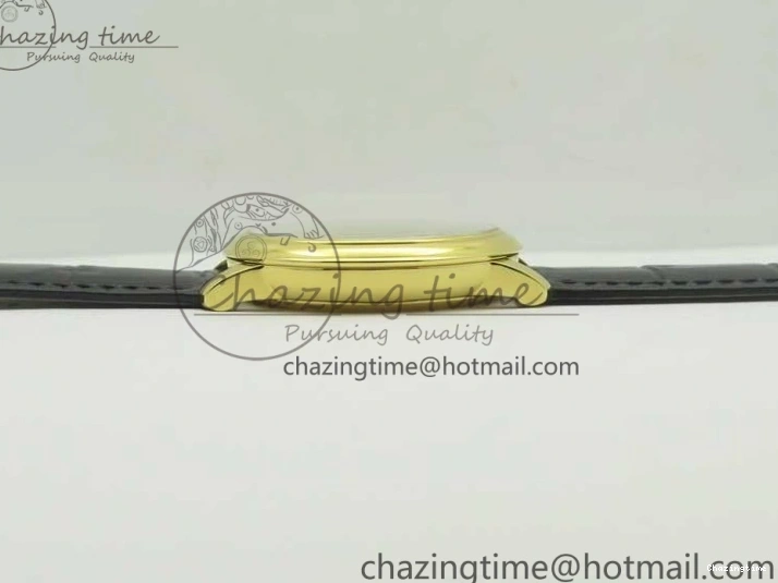 0419 De Ville YG MKF 1:1 Best Edition Silver Dial Diamonds Markers on Black Leather Strap MIYOTA 9015 V Flexible 8046